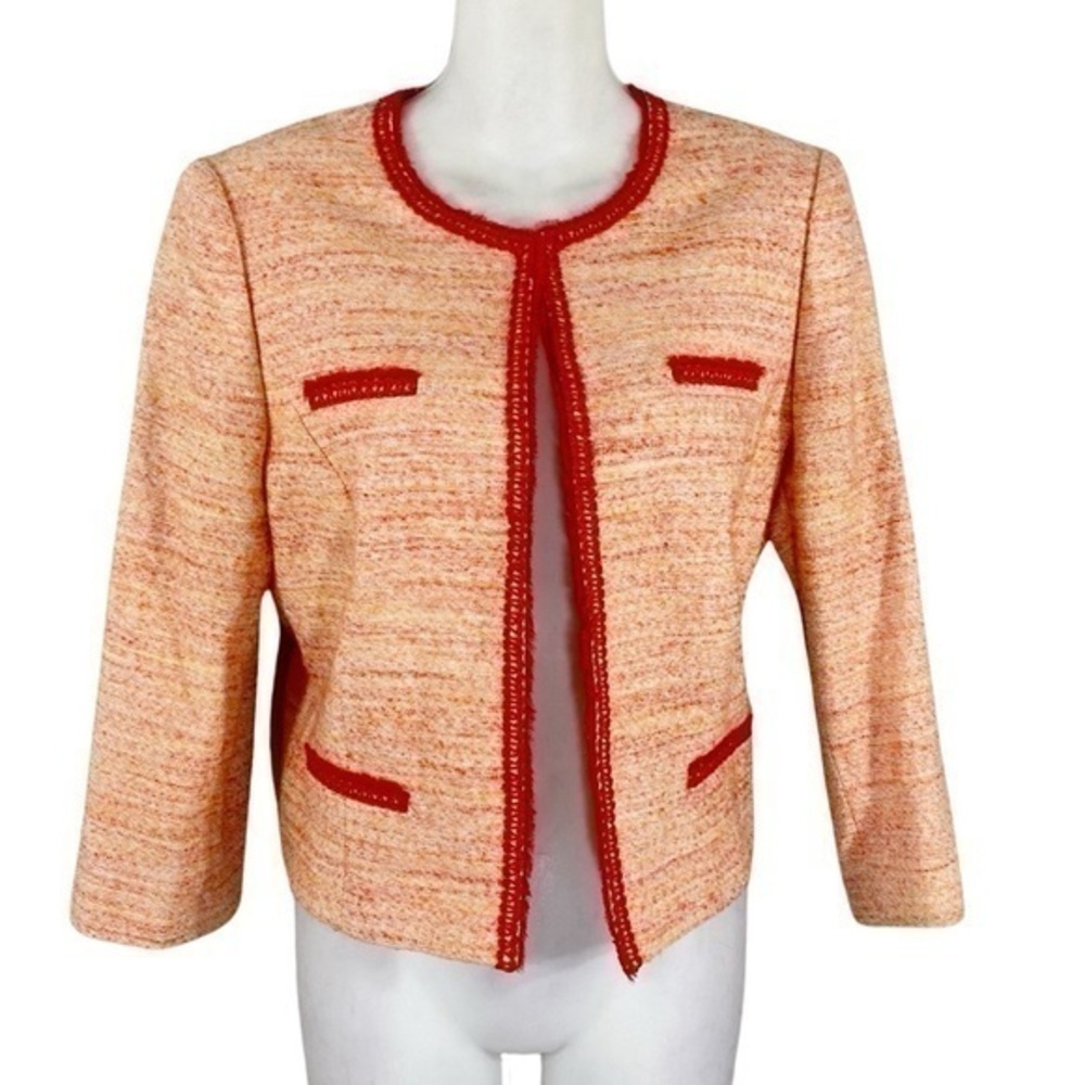 Antonio Melani Red Coral Orange Tweed Lady Jacket 10